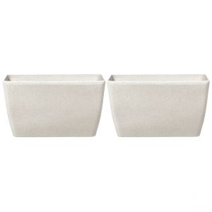 Beliani Lot de 2 pots de fleurs en pierre beige 74 x 32 x 45 cm BARIS