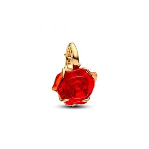 Pandora Charm pendante Disney La Belle et la B&ecirc;te, rose en m&eacute;tal dor&eacute; &agrave; l?or fin 585/1000, avec verre de Murano rouge