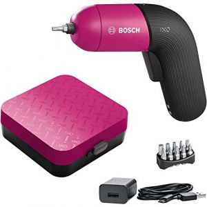 Bosch Visseuse sans fil IXO (6e génération, rose, rechargeable avec cble micro USB, variateur de vitesse, dans coffret)