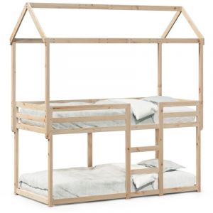 VidaXL Lit Superposé Avec Toit 90x200 Cm Bois De Pin Massif