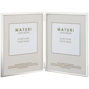Maturi 13 x 18cm Double Cadre Photo Fin Portrait, Plaqué Argent