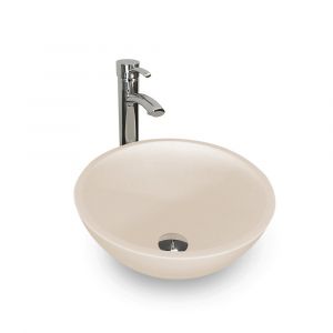 Ambra Vasque à poser ronde 30 cm en Solid surface beige rosé - Boléa