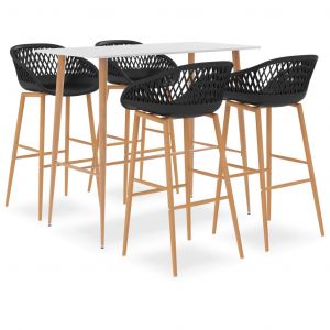 VidaXL Ensemble de bar 5 pcs Blanc et noir Blanc et noir