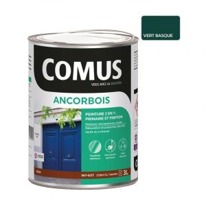 Comus Ancorbois vert basque ral 6005 3L - Peinture de protection et de décoration microporeuse 2 en 1 bois - vert basque