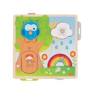 Goki Puzzle: HIBOU dans l'ARBRE 21,8x22,5x2,8cm, 4 pièces, avec image