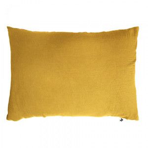 Taie d'oreiller rectangulaire gaze de coton Gaïa Jaune safran
