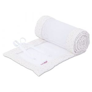 Babybay Tour de lit en maille pour modèle original, blanc pailleté étoiles rosé