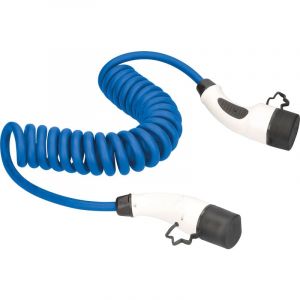 As-Schwabe C&acirc;ble spiral&eacute; pour Voiture Hybride et &eacute;lectrique Mode 3, Type 2, c&acirc;ble de Charge triphas&eacute; 22 KW, Extensible de 1 &agrave; 5 m, avec Sac de Rangement, Plage de temp&eacute;ratures de Fonctionnement de
