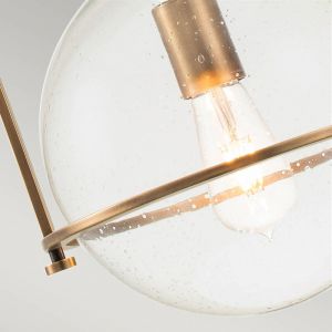 Image de Elstead Lampe suspendue de Quintatesse Somerset E27 60W Steel, laiton Verre transparent H: 43,3 cm Ø28.9 cm Hauteur dimmable réglable