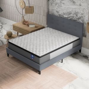 Ensemble 160x200cm-Matelas ressorts ensachés et Mémoire de forme + Lit avec Tête de lit et sommier à lattes, Matelas 30cm d’épaisseur