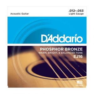 Image de D'Addario AND CO EJ16 PHOSPHOR BRONZE ACOUSTIC GUITAR STRINGS LIGHT 12-53