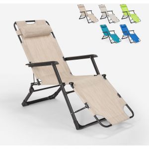 Image de Beach and Garden Design Chaise longue de plage et de jardin pliante multi-positions Emily Lux Zero Gravity | Beige