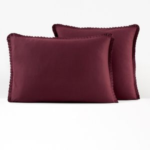 Taie d'oreiller percale de coton, volants plissés Terre De Sienne Taille 50x70 cm;63x63 cm