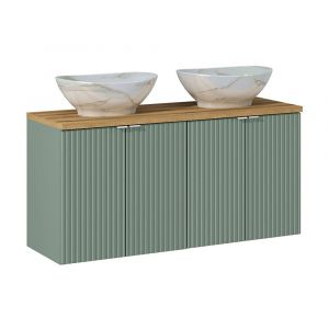 Meuble double vasque 120cm 4 portes Jade Vert et Bois
