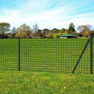 Image de VidaXL Jeu de clôture Euro avec piquets de sol 25 x 1,5 m Acier Gris