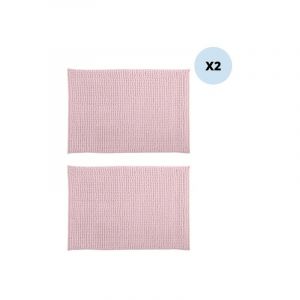 MSV Lot de 2 tapis de bain Microfibre chenille 40x60cm Rose Pastel - Rose