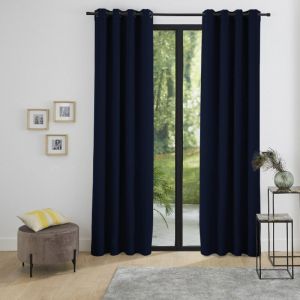 Univers décor Lot de 2 rideaux occultant phonique et thermique doublé polaire 'Arctique' Bleu Nuit
