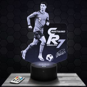Lampe 3D - Cristiano Ronaldo Portugal CR7 -Accessoire Figurine Cadeau Cristiano Ronaldo -Veilleuse Led Tactile avec socle au