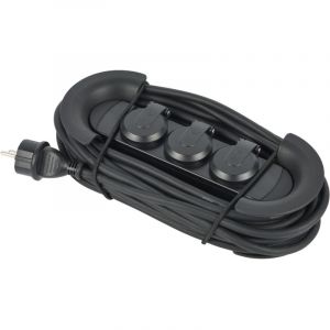 Electraline 30925 Bloc Multiprises &Eacute;tanche Professionnel Outdoor avec Rallonge &eacute;lectrique 10M, 3 Prises 16A, C&acirc;ble 10M H05RR-F 3G1.5, IP44 IK09 ultra-robustes, id&eacute;al pour chantiers, garages et jardins