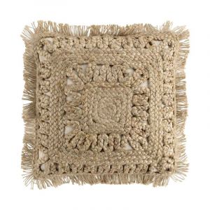 Coussins Douceur d intérieur COUSSIN DEHOUS COMPR FRANGES 45 x 45 CM JUTE UNI+COTON UNI DEL Beige Taille 45x45 cm