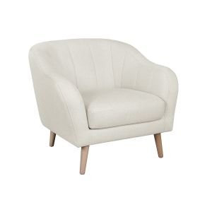 Image de Miliboo Fauteuil scandinave en tissu beige et bois ISIS