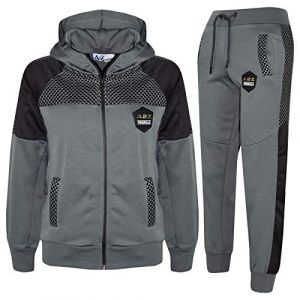 Surv&ecirc;tement pour enfants A2Z 4 Kids - Marque Badged Zipp&eacute; - Gris/Noir charbon - Football - Manches longues