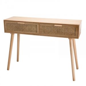 Macabane Console couleur naturel 2 tiroirs cannage - RODRIGO