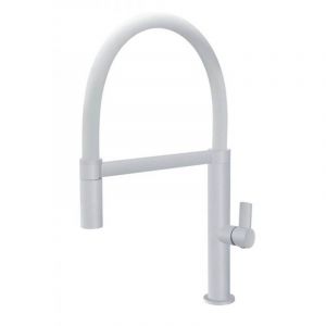 Robinet mitigeur de cuisine &agrave; bec haut en laiton avec finition blanc mat Laos Imex