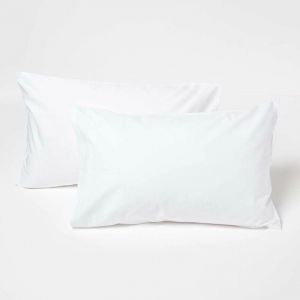 Homescapes - Taies d'oreiller enfant 40 x 60 cm en coton égyptien 200 fils Blanc, Lot de 2 - Blanc