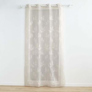 Douceur d'intérieur, Voilage à Œillets (140 x 240 cm) Berry Taupe, Voile Sablé Brodé