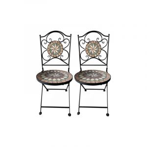 1 X PAIRE DE CHAISES A DeCOR MOSA&Iuml;QUE MORGANA 38 x h.90 cm