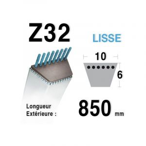 JARDIN PRATIC Courroie lisse Z32 pour tondeuse - L 85,8 cm - Courroie lisse série Z (section 10x6mm) Longueur ext: 858mm