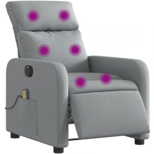 VidaXL Fauteuil de massage inclinable électrique gris clair tissu