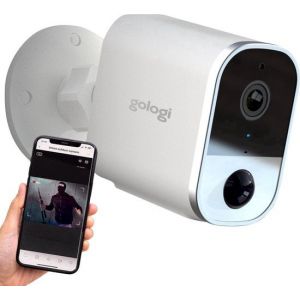 Gologi wireless camera on battery - Caméra de sécurité - Avec vision nocturne - Caméra WiFi - Caméra de sécurité - Rechargeable - Application en néerlandais - Blanc