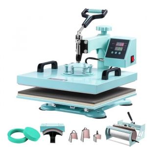 Presse &agrave; Chaud 8 en 1-Duoku-38 x 38 cm-Machine de Transfert de Chaleur avec Presse &agrave; Culbuteur-Balan&ccedil;oire &agrave; 360&deg;-Vert