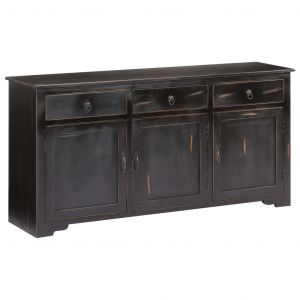 Image de VidaXL Buffet Noir 160 x 40 x 80 cm Bois de manguier massif