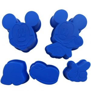 Arditex 5 Petits moules souples Mickey MODELE BLEU - En silicone - Dim : de 4 à 7.5 cm