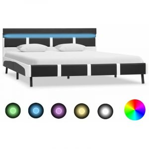VidaXL Cadre de Lit avec led Similicuir Gris 160x200 cm - Gris