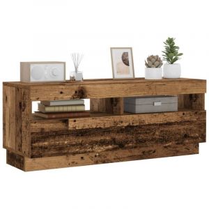 VidaXL Meuble tv avec lumi&egrave;res led vieux bois bois d'ing&eacute;nierie