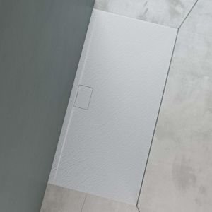 Mai&mai - Receveur de Douche Bac &agrave; Douche Blanc en R&eacute;sine Marbre Artificielle Bac de Douche 80x120x3 cm Bonde Compris Geo07