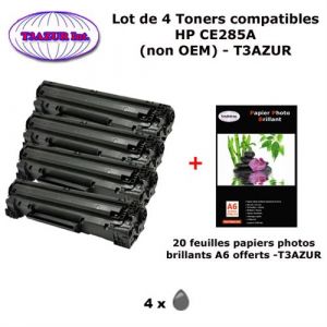 T3Azur 4 Toners s HP 85A, CE285A pour HP LaserJet M1132 M1212nf P1102 P1109+ 20f papiers photos A6 T3AZUR