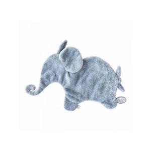 Dimpel Doudou attache-tétine éléphant bleu oscar - position allongée 27 cm, hauteur 17 cm