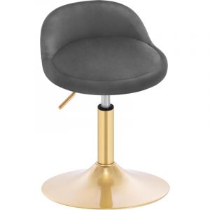Chaise de Maquillage Woltu en Velours + Métal - Tabouret Coiffeuse - Tabouret Pivotant Réglable en Hauteur 42,5-59 cm - Gris Foncé + Or