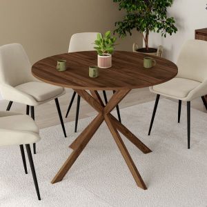 Idmarket Table à manger ronde alix 6 personnes pied araignée noyer 110 cm