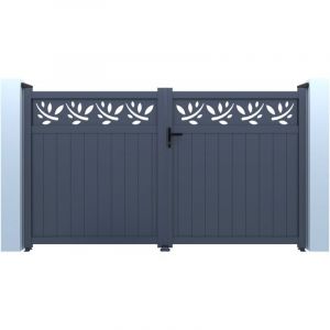 Habitat et Jardin Portail aluminium semi-ajouré à motif "Maya" - 300 x 180 cm - Gris
