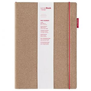 Transotype Bloc-notes sensebook red rubber, large, lign avec reliure en cuir et fermeture lastique de couleur rougepapier sa