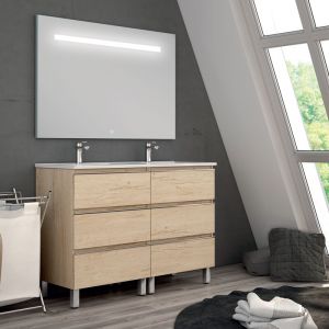 -10% - Cosyneo - Meuble de salle de bain - PALMA et miroir Led STAM - 120cm