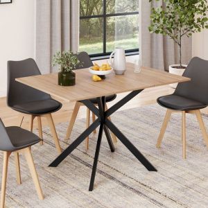 Idmarket Table à manger extensible carrée ALIX 4-6 personnes pied araignée bois et noir 80-120 cm