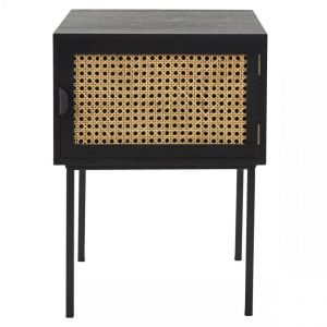 The home deco factory Table de Chevet CANNAGE 1 Porte Noir