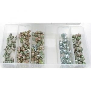 Coffret de graisseurs droits et coud&eacute;s - filetage m&eacute;trique - 100 pi&egrave;ces